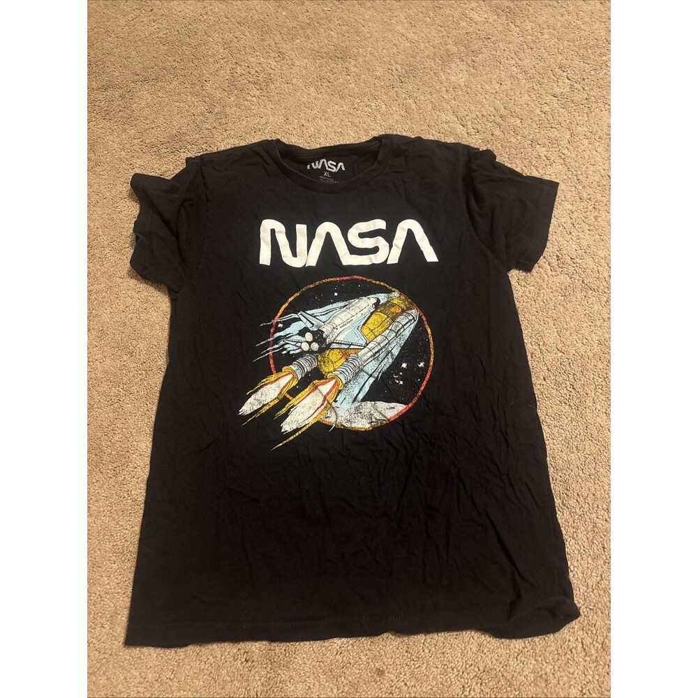 NASA Boys Rocket Short Sleeve Black T-Shirt Size XL